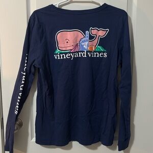 Womens Vineyard Vines Football Long Sleeve Pocket Tee